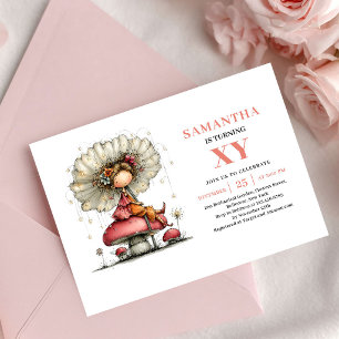 Whimsical Fee Meisje 5e Verjaardag Blush Roze Kaart