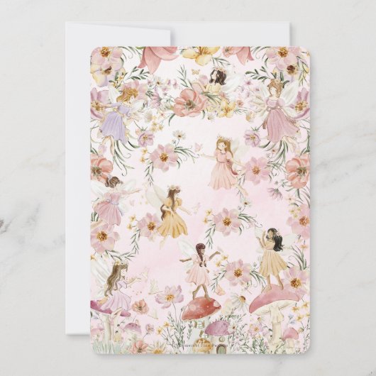 Whimsical feeën Baby shower bloementuin weide Save The Date (Achterkant)