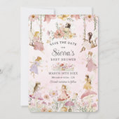 Whimsical feeën Baby shower bloementuin weide Save The Date (Voorkant)