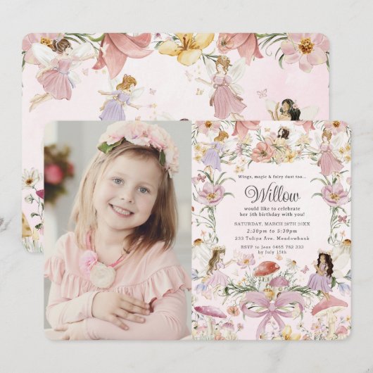 Whimsical feeën Verjaardagsbloem Tuin Afbeelding Kaart (Voorkant / Achterkant)