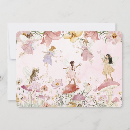 Whimsical feeën Verjaardagsbloem Tuin Afbeelding Kaart (Achterkant)