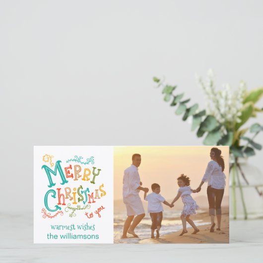 Whimsical, Feestelijk & Leuke Kerstvakantie Foto Feestdagenkaart (Staand voorkant)