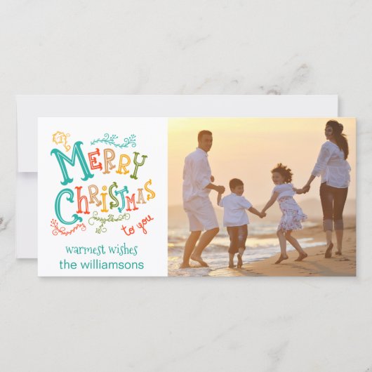 Whimsical, Feestelijk & Leuke Kerstvakantie Foto Feestdagenkaart (Voorkant)