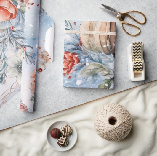 Whimsical Feestelijke Bloemen Sneeuwman Gift Cadeaupapier (Crafts)