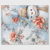 Whimsical Feestelijke Bloemen Sneeuwman Gift Cadeaupapier (Vlak)
