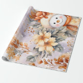 Whimsical Feestelijke  Bloemen Sneeuwman Gift Cadeaupapier (Uitgerold)