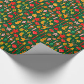 Whimsical Feestelijke Ornamenten & Rendier Christm Cadeaupapier (Hoek)