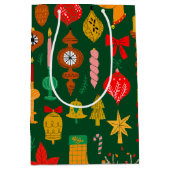 Whimsical Feestelijke Ornamenten & Rendier Christm Medium Cadeauzakje (Voorkant)