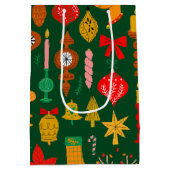 Whimsical Feestelijke Ornamenten & Rendier Christm Medium Cadeauzakje (Achterkant)