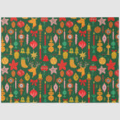 Whimsical Feestelijke Ornamenten & Rendier Christm Tissuepapier (Voorkant)