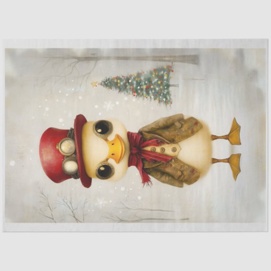 Whimsical Feestelijke Steampunk Duckling L4 Decoup Tissuepapier (Voorkant)