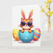 Whimsical Feline Friend Card Kaart (Gele Bloem)