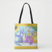 WHIMSICAL FELINE FRIENDS CAT CANVAS TAS Yellow (Voorkant)