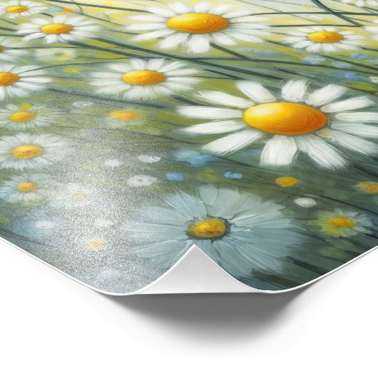 Whimsical Feline Onder de Daisies Foto Afdruk (Hoek)