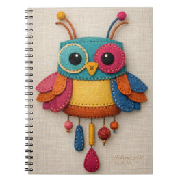 Whimsical Felt Owl Notebook – Colorful Handmade Notitieboek