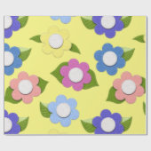 Whimsical Felt Style Flowers  Cadeaupapier (Vlak)