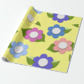 Whimsical Felt Style Flowers  Cadeaupapier (Uitgerold)