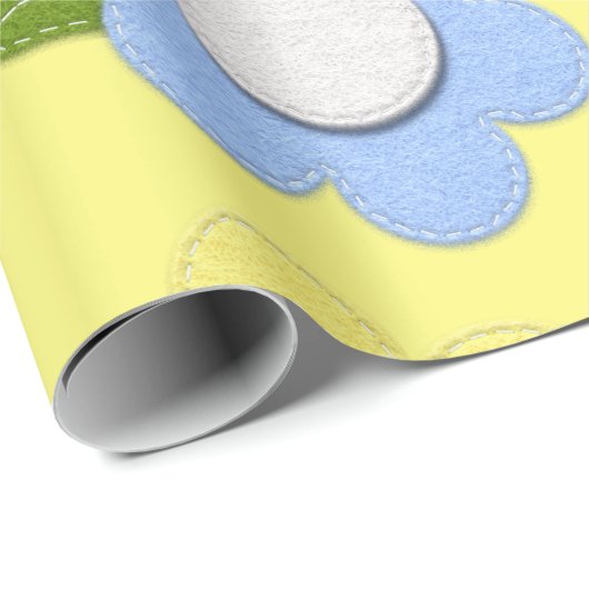 Whimsical Felt Style Flowers Cadeaupapier (Rol Hoek)