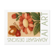 Whimsical Felted Butterfly and Flower Folk Art