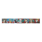 Whimsical Festive Cats Christmas Grosgrain Lint (Voorkant)