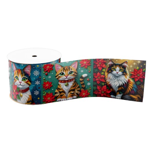 Whimsical Festive Cats Christmas Grosgrain Lint (Spoel)