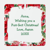 Whimsical Festive Cats Christmas Personalized Metalen Ornament (Achterkant)