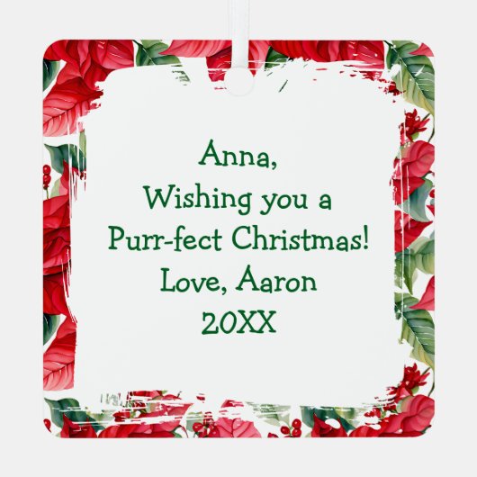 Whimsical Festive Cats Christmas Personalized Metalen Ornament (Achterkant)