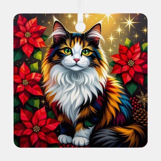 Whimsical Festive Cats Christmas Personalized Metalen Ornament (Voorkant)