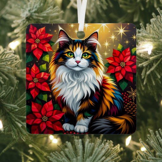 Whimsical Festive Cats Christmas Personalized Metalen Ornament (Insitu)
