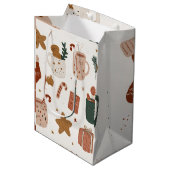 Whimsical Festive Christmas Pattern Gift Bag  Medium Cadeauzakje (Voorkant Gekanteld)
