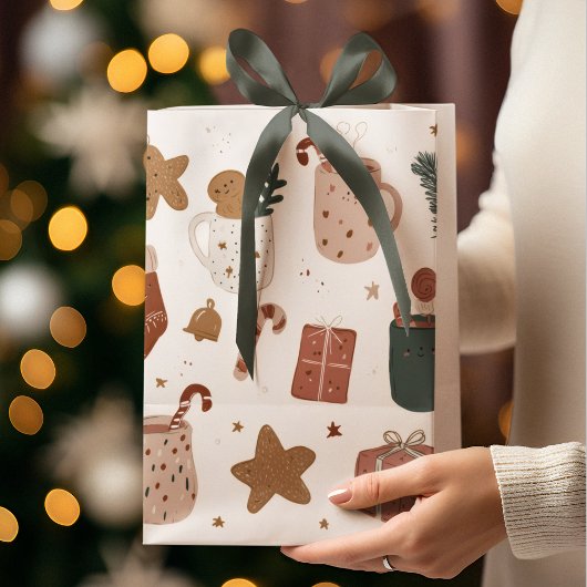 Whimsical Festive Christmas Pattern Gift Bag  Medium Cadeauzakje