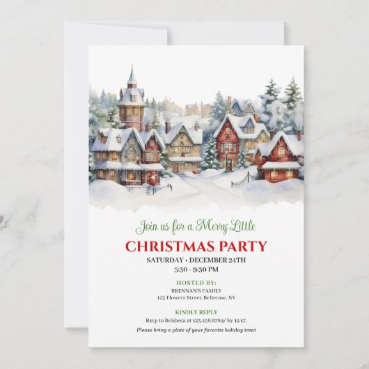 Whimsical festive city Christmas scene celebration Kaart (Voorkant)