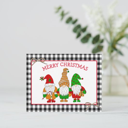 Whimsical Festive Gnomes Personalized Kerstmis Ho Feestdagenkaart (Staand voorkant)