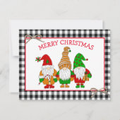 Whimsical Festive Gnomes Personalized Kerstmis Ho Feestdagenkaart (Voorkant)