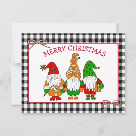 Whimsical Festive Gnomes Personalized Kerstmis Ho Feestdagenkaart (Voorkant)