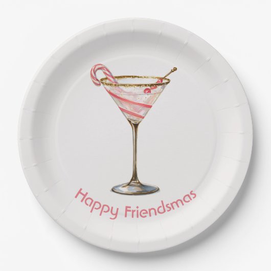 Whimsical Festive Martini Glass Paper Plates Papieren Bordje (Voorkant)