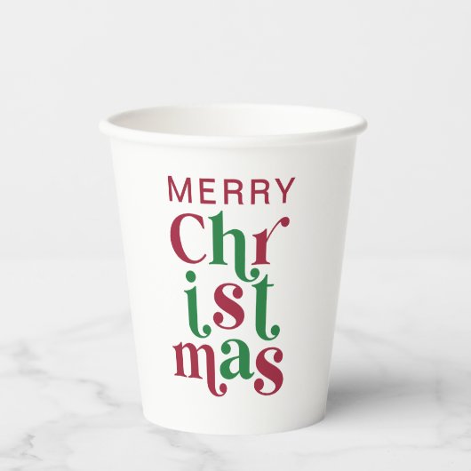 Whimsical Festive Merry Christmas Typography Papieren Bekers (Voorkant)