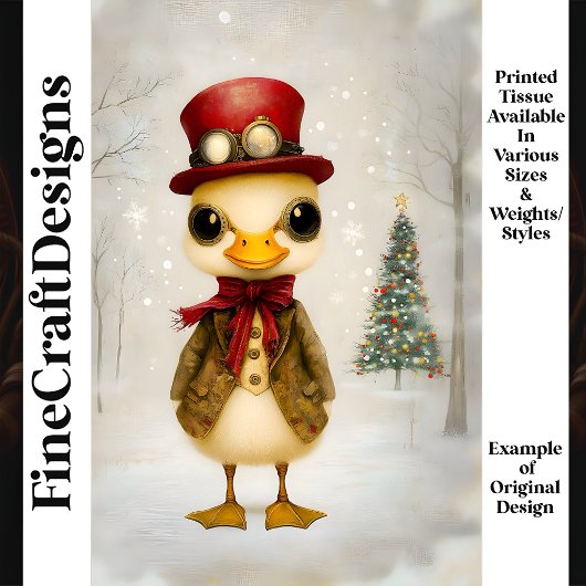 Whimsical Festive Steampunk Eendje  L4 Découpage Tissuepapier
