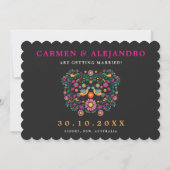 Whimsical Fiesta Floral Heart Wreath Save the Date Kaart (Achterkant)