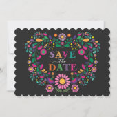 Whimsical Fiesta Floral Heart Wreath Save the Date Kaart (Voorkant)