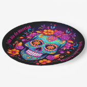 🌹 Whimsical Fiesta: Suikerschedel Serenade 🌹 Papieren Bordje (Gekanteld)