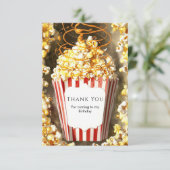 Whimsical Film Nacht Popcorn Verjaardag Bedankkaart (Staand voorkant)