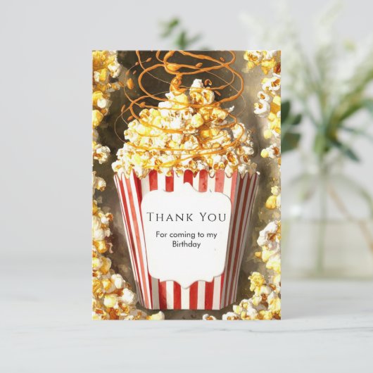 Whimsical Film Nacht Popcorn Verjaardag Bedankkaart