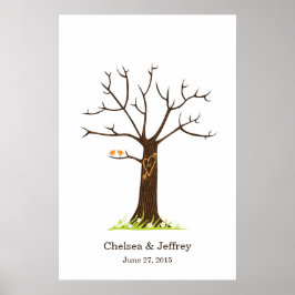 Whimsical Fingerprint Tree met Lovevogels Poster