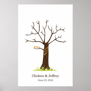 Whimsical Fingerprint Tree met Lovevogels Poster