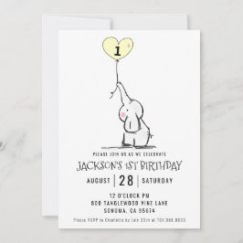 Whimsical First Birthday | Elephant Kaart