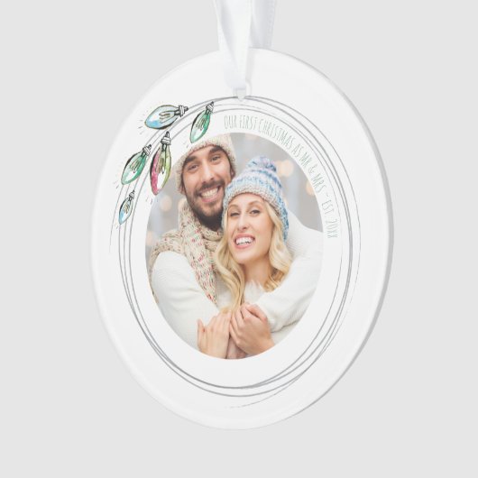 Whimsical First Gehuwd met kerstversiering Ornament (voorkant)