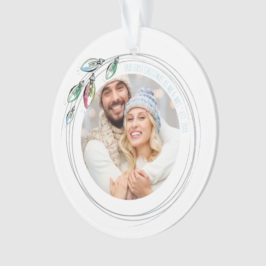 Whimsical First Gehuwd met kerstversiering Ornament (voorkant)