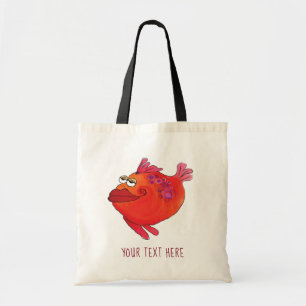 Whimsical Fish Art Pink en Red Tote Bag