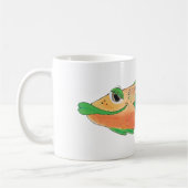 Whimsical Fish Artwork in Oranje en groen Koffiemok (Links)